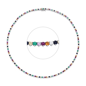 Collier aus 750 Weißgold 141 Smaragde 10,36ct grün 24 Brillanten 1,59ct TW-SI
