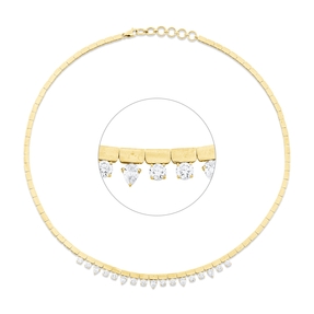 Collier aus 585 Gold Gelbgold 17 Diamanten 1,9ct L:41,5cm