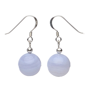 Ohrringe Ohrhänger Chalzedon Bandachat Ø12mm hellblau & 925er Silber Ohrschmuck Damen Ohrringe Ohrhänger Chalzedon Bandachat Ø12mm hellblau & 925er Silber Ohrschmuck Damen