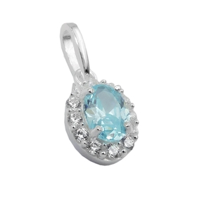Kleiner Anhänger mit Zirkonia weiß und hellblau 10x8mm 925 Silber Halsschmuck