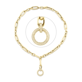 Pavé Collier aus 750 Gold Gelbgold 156 Brillanten 0,57ct TW-SI L:43,2cm