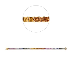 Armband aus 750 Gold gelb/weiß 48 Saphire 9,26ct mehrfarbig L:17cm 4er-Krappe