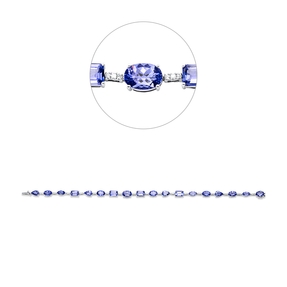 Armband 750 Weißgold 18 Tansanite 8,08ct blau 51 Brillanten 0,23ct F-VSI L:17,5cm