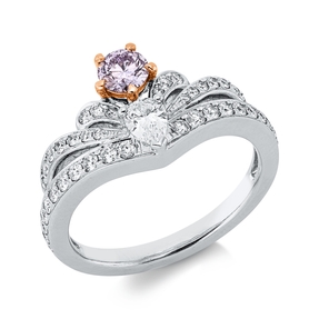 Ring aus 750 Gold Weißgold 18 Brillanten 2,84ct fancy B:3,3mm 4er-Krappe