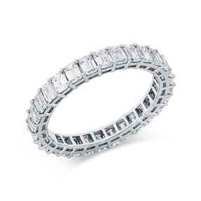 Ring aus 750 Weißgold 30 Diamanten Smaragd-Schliff 3,06ct F-VVS/VS B:3,2mm