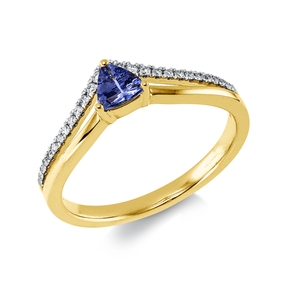 Ring aus 585 Gold gelb/weiß Tansanit 0,32ct blau 25 Brillanten 0,1ct W-SI/PI B:6mm Ring aus 585 Gold gelb/weiß Tansanit 0,32ct blau 25 Brillanten 0,1ct W-SI/PI B:6mm