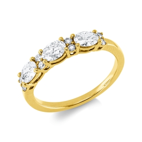 Ring aus 750 Gold Gelbgold 11 Diamanten 0,87ct W-SI B:3,7mm