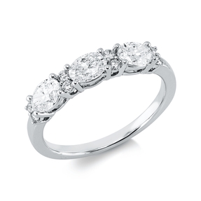 Ring aus 750 Gold Weißgold 11 Diamanten 1,07ct W-SI B:3,7mm