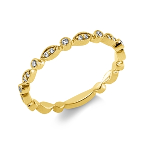 Ring aus 585 Gelbgold 9 Brillanten 0,11ct W-SI 16 Brillanten 0,08ct W-SI B:2,1mm