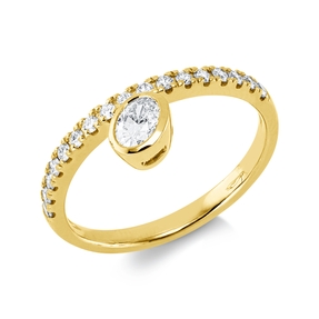 Ring in 585 yellow gold with 18 diamonds 0.45 ct, width: 7 mm bezel setting