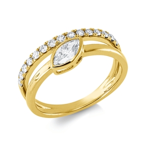 Ring aus 585 Gold Gelbgold 16 Diamanten 0,75ct B:7,5mm Zarge