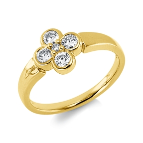 Ring aus 585 Gold Gelbgold 5 Brillanten 0,42ct W-SI B:9mm