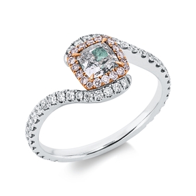 Ring aus 750 Gold weiß/rot 61 Diamanten 0,95ct B:8,8mm