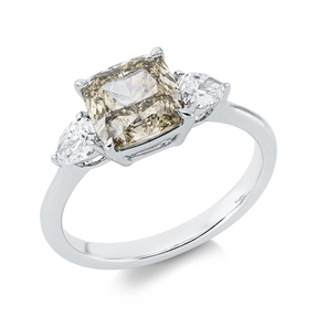 Ring aus 750 Gold Weißgold 3 Diamanten 2,8ct B:7,4mm 4er-Krappe