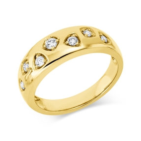 Ring in 585 yellow gold with 7 brilliant-cut diamonds 0.23 ct W-SI/PI, width: 6.2 mm Ring in 585 yellow gold with 7 brilliant-cut diamonds 0.23 ct W-SI/PI, width: 6.2 mm