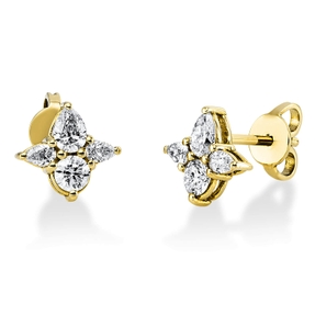 Ohrstecker aus 750 Gelbgold 8 Diamanten Fanatsy-Schliff 0,72ct TW-VSI/SI 6,7x6,7mm