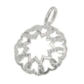 Anhänger Kreis aus Herzen und mit Zirkonia 21mm 925 Silber glänzend