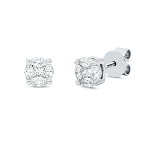 Ohrstecker aus 750 Gold Weißgold 10 Diamanten 0,45ct Ø6,2mm 4er-Krappe