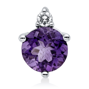 Anhänger 585 Weißgold Amethyst 1,22ct lila Brillant 0,06ct W-SI/PI 10,5x7,8mm