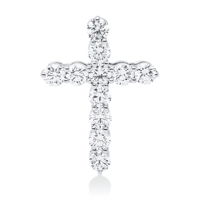 Anhänger Kreuz aus 750 Weißgold 11 Brillanten 3,67ct F-VSI/SI 31,5x22,7mm