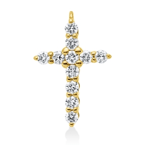 Anhänger Kreuz aus 585 Gelbgold 11 Brillanten 0,16ct W-SI/PI 13x8,5mm