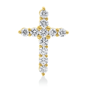 Anhänger Kreuz aus 585 Gelbgold 11 Brillanten 0,52ct W-SI/PI 17,5x12,8mm