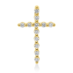 Anhänger Kreuz aus 585 Gelbgold 12 Brillanten 0,13ct W-SI/PI 16,2x10,4mm