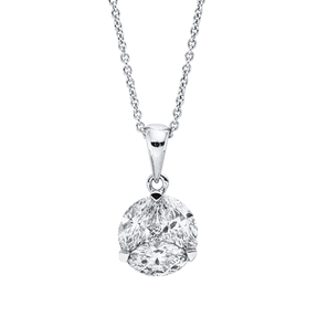 Collier aus 750 Gold Weißgold 4 Diamanten 0,73ct TW-SI/PI L:43cm