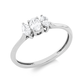 Ring aus 750 Gold Weißgold 3 Diamanten 0,41ct TW-SI B:5mm