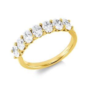 Halb-Memoire Ring aus 750 Gelbgold 7 Diamanten Oval-Schliff 1,3ct W-VSI B:4,5mm