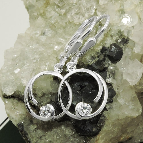 Brisur 28x11mm Kreis mit Spirale Zirkonia 925 Silber