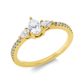 Ring aus 750 Gelbgold 19 Diamanten Fanatsy-Schliff 0,57ct I-VSI/SI B:6,2mm