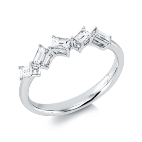Ring aus 750 Weißgold 5 Diamanten Baguette-Schliff 0,41ct TW-VSI B:4,1mm