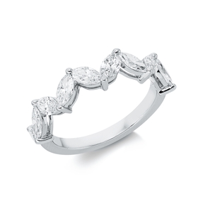Ring aus 750 Weißgold 9 Diamanten Navette-Schliff 1,23ct F-SI B:5,2mm