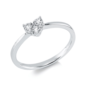 Heart ring in 750 white gold with 6 brilliant-cut diamonds 0.17 ct TW-SI, width: 4.8 mm Heart ring in 750 white gold with 6 brilliant-cut diamonds 0.17 ct TW-SI, width: 4.8 mm