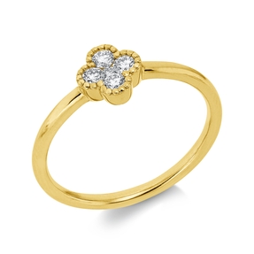 Ring aus 750 Gold Gelbgold 5 Brillanten 0,18ct TW-SI B:6,5mm