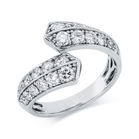 Ring aus 750 Gold Weißgold 24 Diamanten 1,15ct TW-SI B:13mm