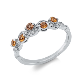 Ring aus 585 Weißgold 23 Saphire 0,16ct orange 23 Brillanten 0,16ct W-SI/PI B:4mm