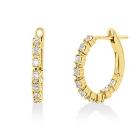 Creolen aus 750 Gold Gelbgold 38 Diamanten 0,3ct TW-VSI/SI 15,4x1,6mm