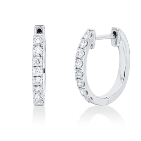 Creolen aus 750 Gold Weißgold 16 Brillanten 0,34ct TW-SI 14x1,7mm