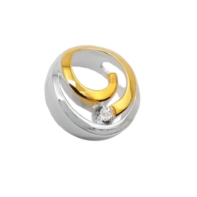 Anhänger Kreis mit Spirale und Zirkonia 11,5mm aus 925 Silber teilvergoldet