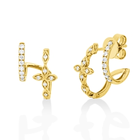 Ohrstecker aus 750 Gold Gelbgold 30 Diamanten 0,32ct TW-SI 18x11,1mm