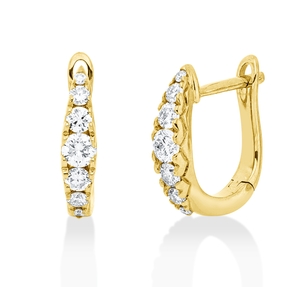 Creolen aus 750 Gold Gelbgold 14 Diamanten 0,39ct TW-SI 12,2x2,7mm