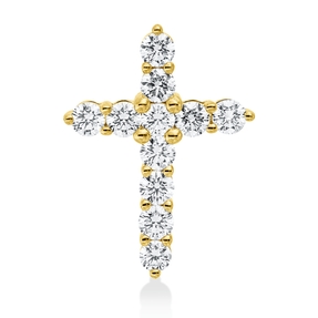 Anhänger Kreuz aus 585 Gelbgold 11 Brillanten 1,02ct W-SI/PI 21,6x16mm