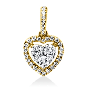 Anhänger Herz aus 750 Gold gelb/weiß 36 Diamanten 0,35ct TW-SI 14,3x8,7mm