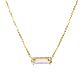 Collier aus 585 Gelbgold Amethyst 1,28ct grün 6 Brillanten 0,03ct W-PI L:45cm