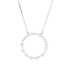 Collier Kreis 750 Weißgold 26 Diamanten Fanatsy-Schliff 0,72ct TW-VSI/SI L:42cm