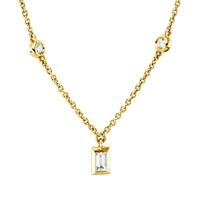 Collier aus 750 Gold Gelbgold 9 Diamanten 0,53ct W-SI L:45cm Collier aus 750 Gold Gelbgold 9 Diamanten 0,53ct W-SI L:45cm
