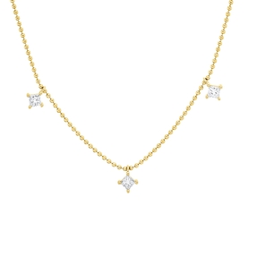 Collier aus 750 Gelbgold 5 Diamanten Prinzess-Schliff 0,49ct TW-SI L:46cm Collier aus 750 Gelbgold 5 Diamanten Prinzess-Schliff 0,49ct TW-SI L:46cm