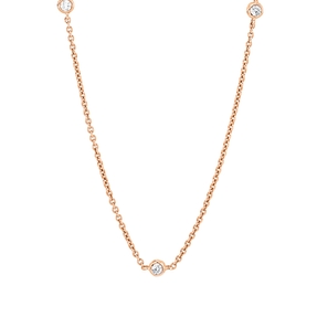 Collier aus 750 Gold Rotgold 9 Brillanten 0,26ct I-SI L:50,8cm Zarge